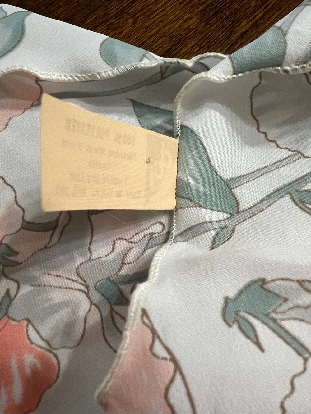 Vintage Floral Faux Silk Scarf in Coral, Gray and Cream